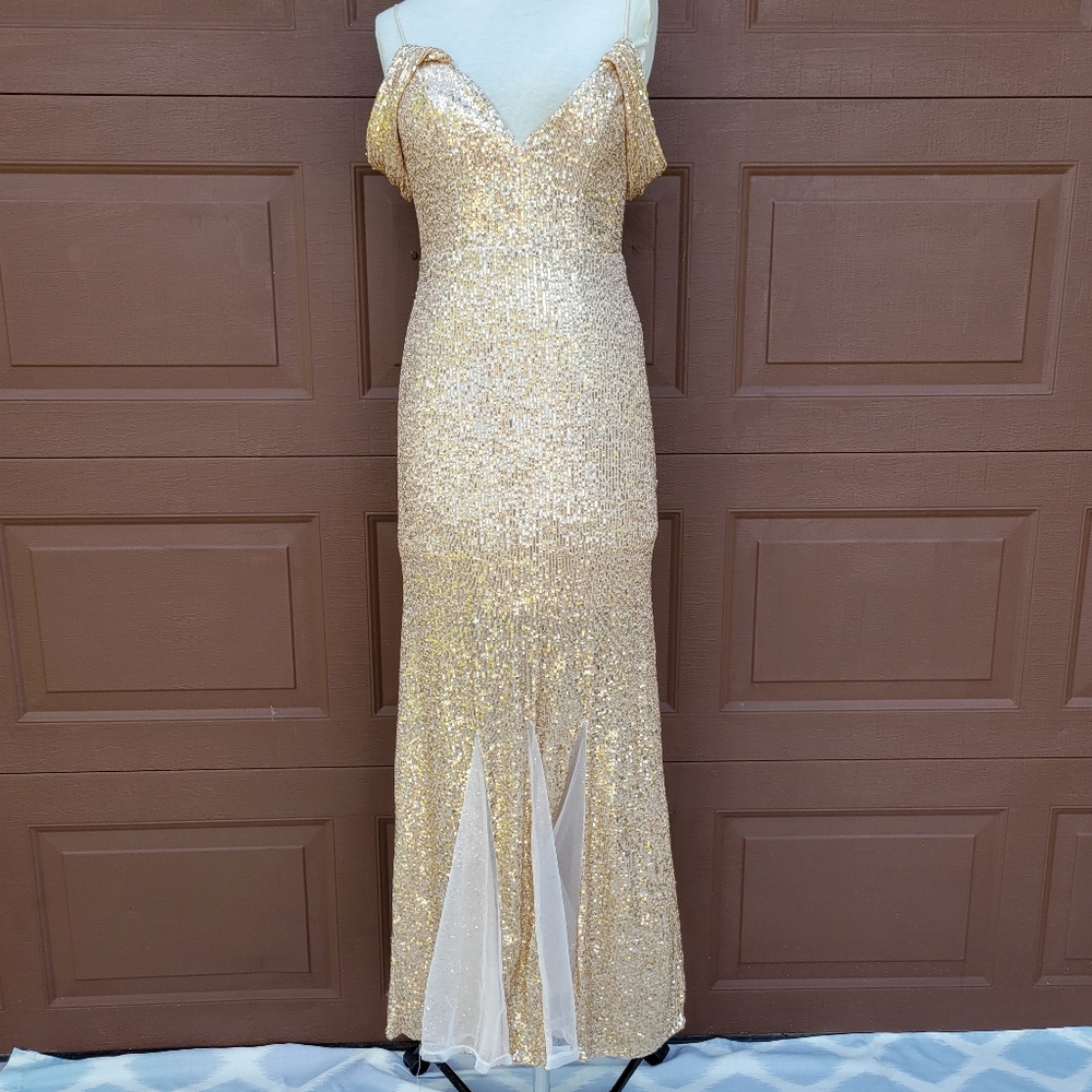 crystal doll sequin dress | Dresses | Crystal Doll Womens Sequin Long Maxi Dress Sz 5